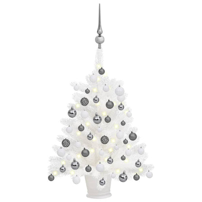 Albero di Natale Preilluminato con Palline Bianco 65 cm - homemem39