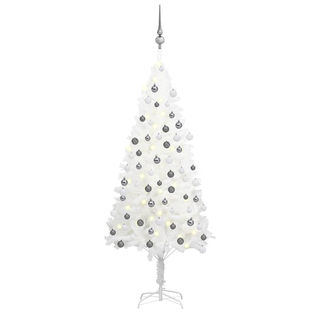 Set Albero Natale Artificiale con LED e Palline Bianco 120 cm - homemem39