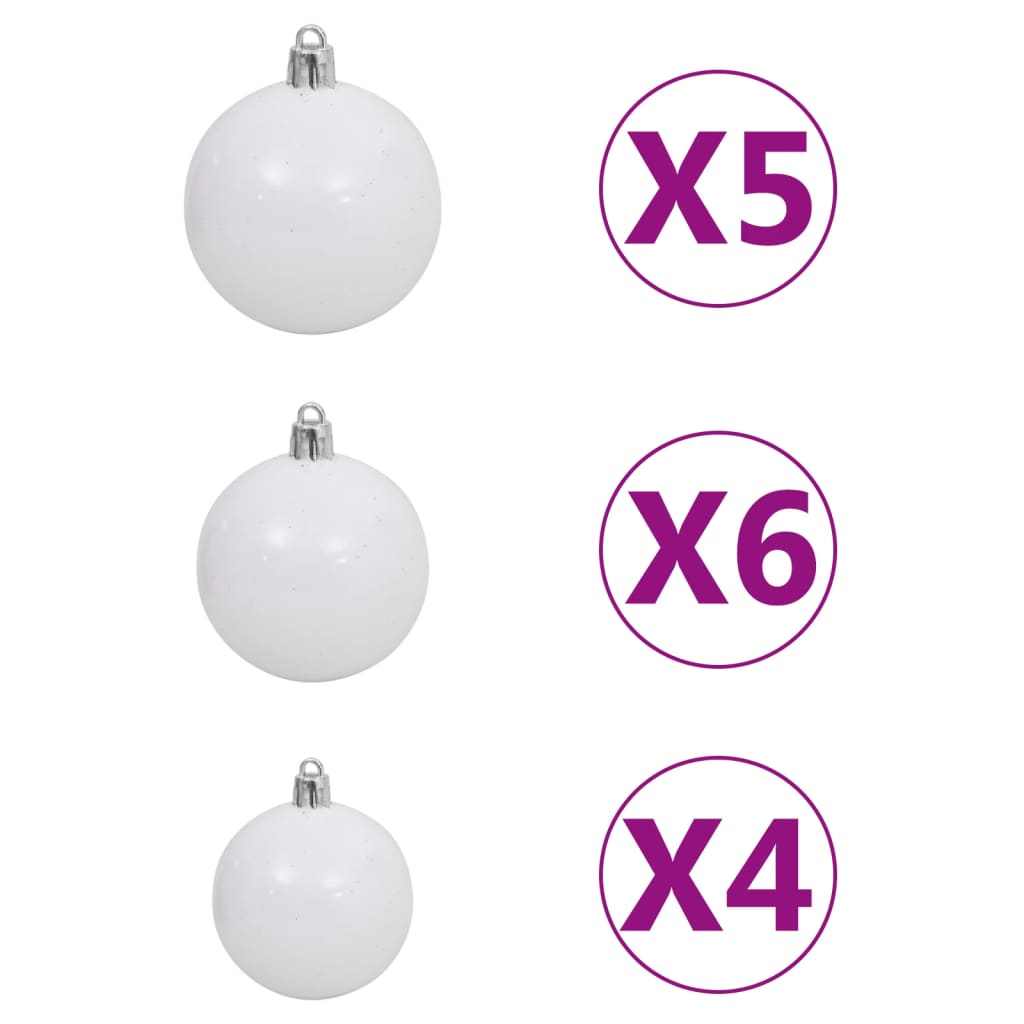 Set Albero Natale Artificiale con LED e Palline Bianco 120 cm - homemem39