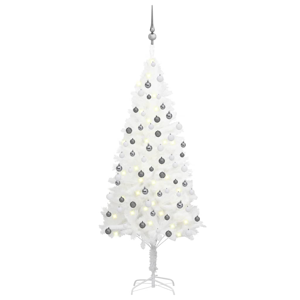 Set Albero Natale Artificiale con LED e Palline Bianco 150 cm - homemem39