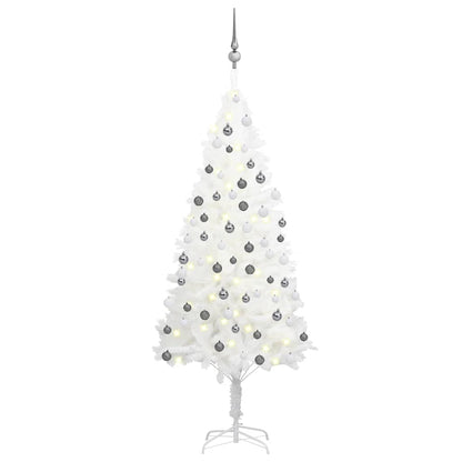 Set Albero Natale Artificiale con LED e Palline Bianco 150 cm - homemem39