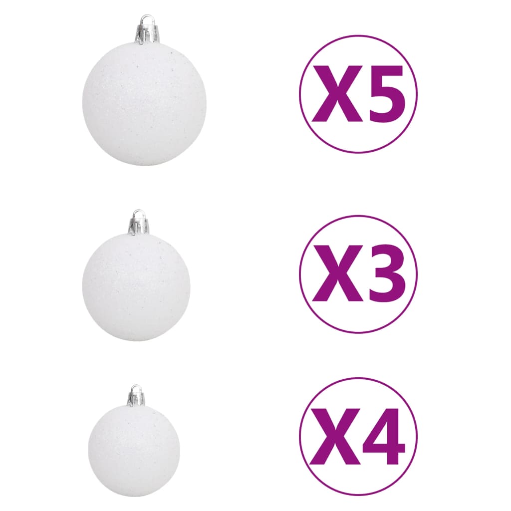 Set Albero Natale Artificiale con LED e Palline Bianco 150 cm - homemem39