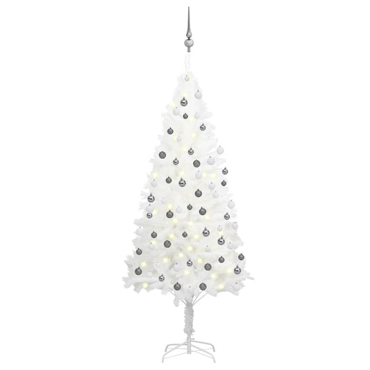 Set Albero Natale Artificiale con LED e Palline Bianco 180 cm - homemem39