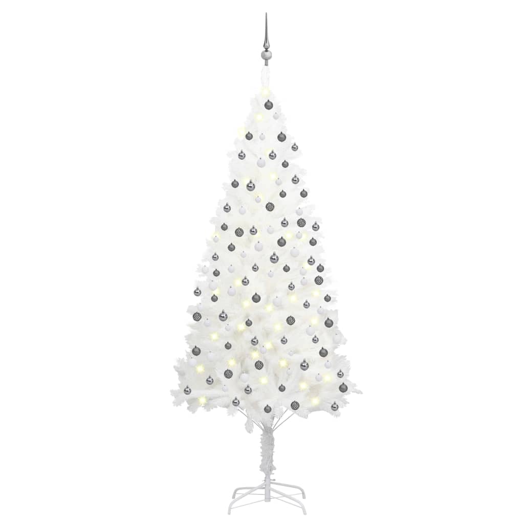 Set Albero Natale Artificiale con LED e Palline Bianco 210 cm - homemem39