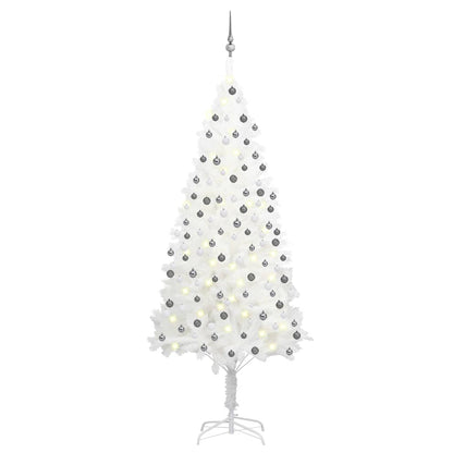 Set Albero Natale Artificiale con LED e Palline Bianco 210 cm - homemem39