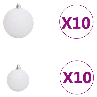 Set Albero Natale Artificiale con LED e Palline Bianco 210 cm - homemem39