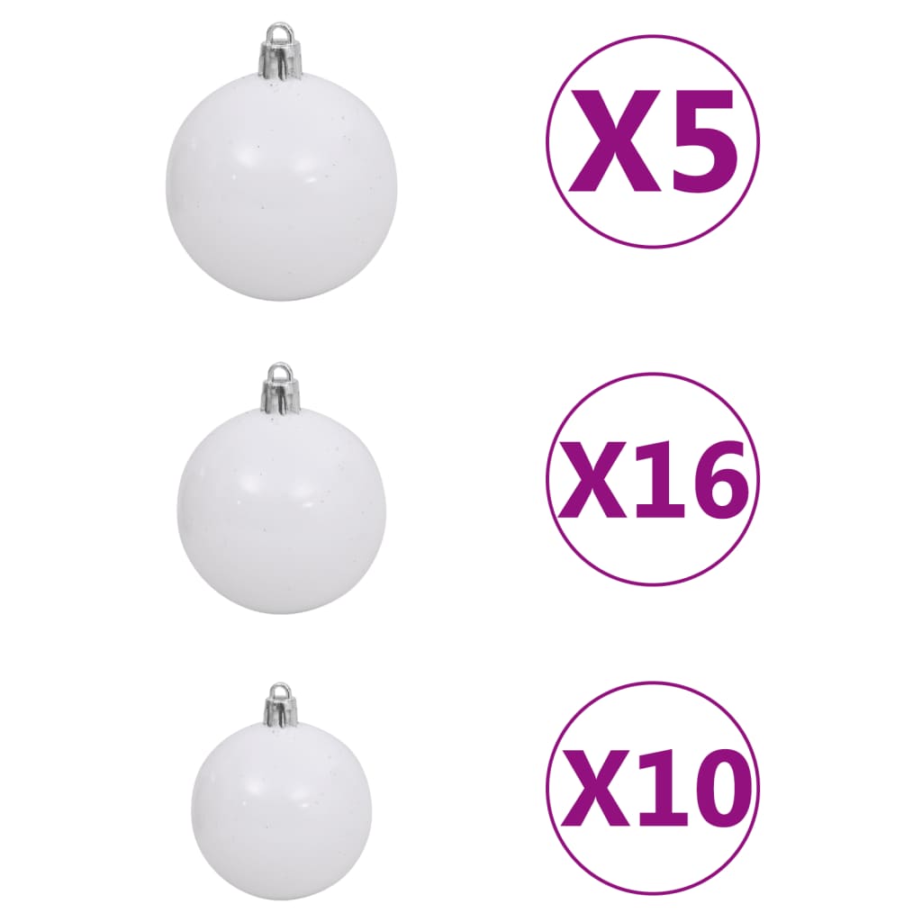 Set Albero Natale Artificiale con LED e Palline Bianco 210 cm - homemem39