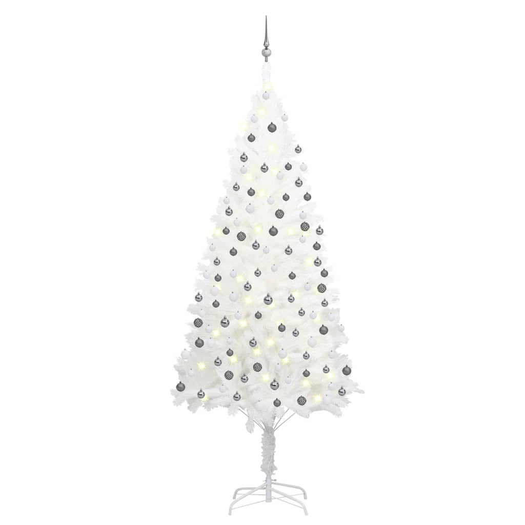 Set Albero Natale Artificiale con LED e Palline Bianco 240 cm - homemem39