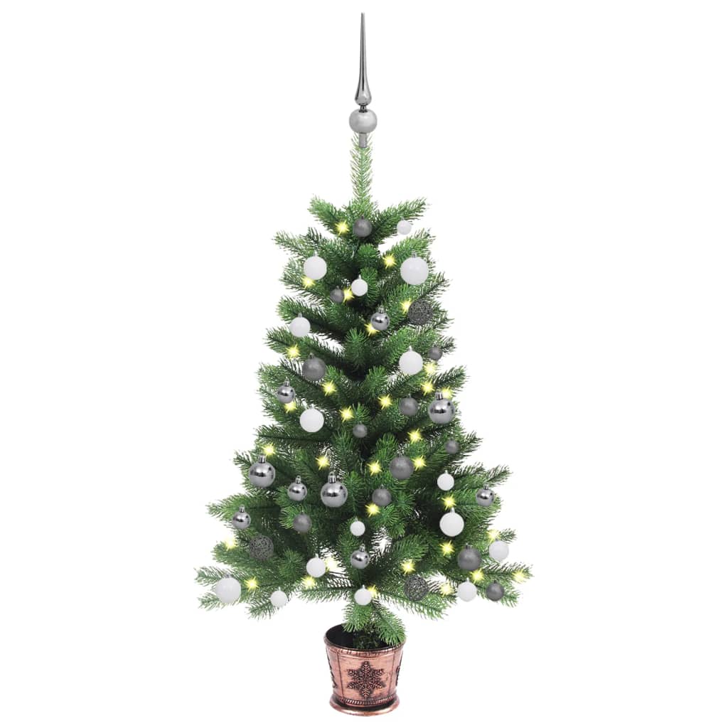 Albero di Natale Preilluminato con Palline Verde 65 cm - homemem39