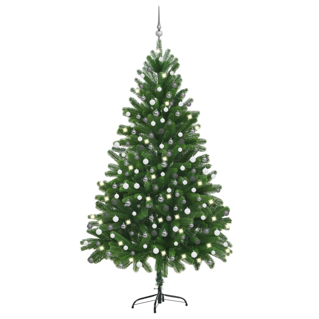 Set Albero di Natale Artificiale con LED e Palline Verde 210 cm - homemem39