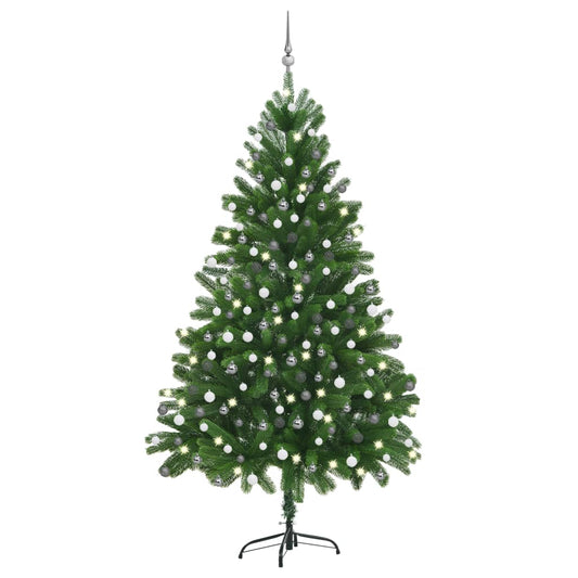 Set Albero di Natale Artificiale con LED e Palline Verde 210 cm - homemem39