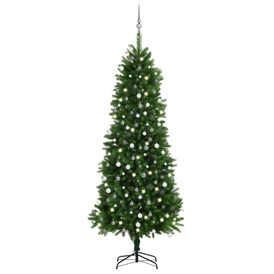 Albero di Natale Preilluminato con Palline 240 cm Verde - homemem39