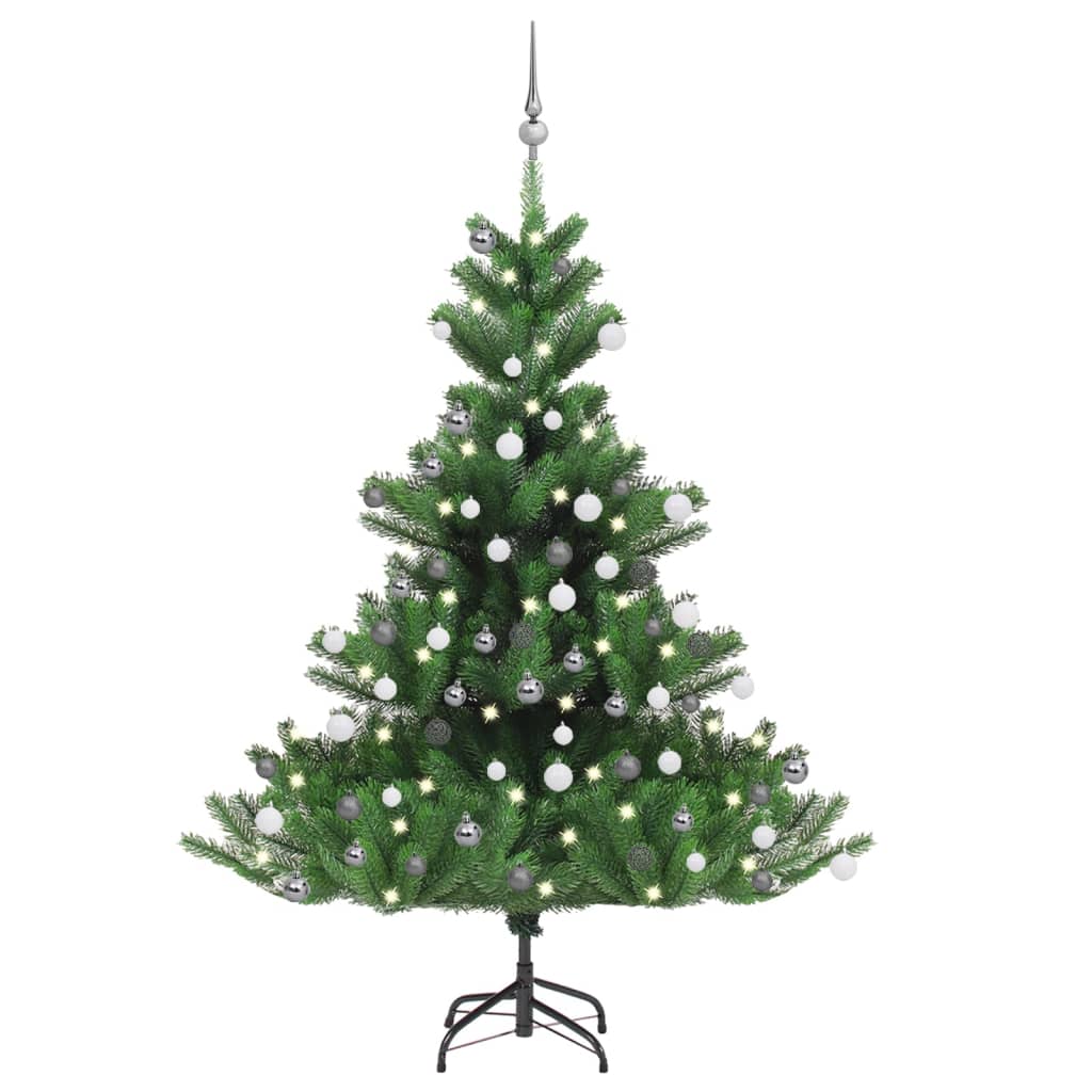 Albero Natale Artificiale Abete Nordmann LED Palline Verde150cm - homemem39