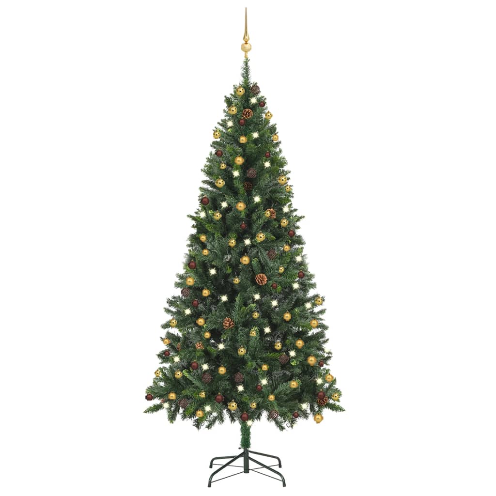 Set Albero Natale Artificiale con LED e Palline Verde 210cm - homemem39