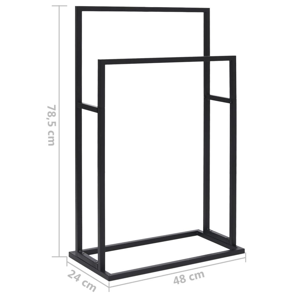 Portasciugamani Autoportante Nero 48x24x78,5 cm in Ferro - homemem39