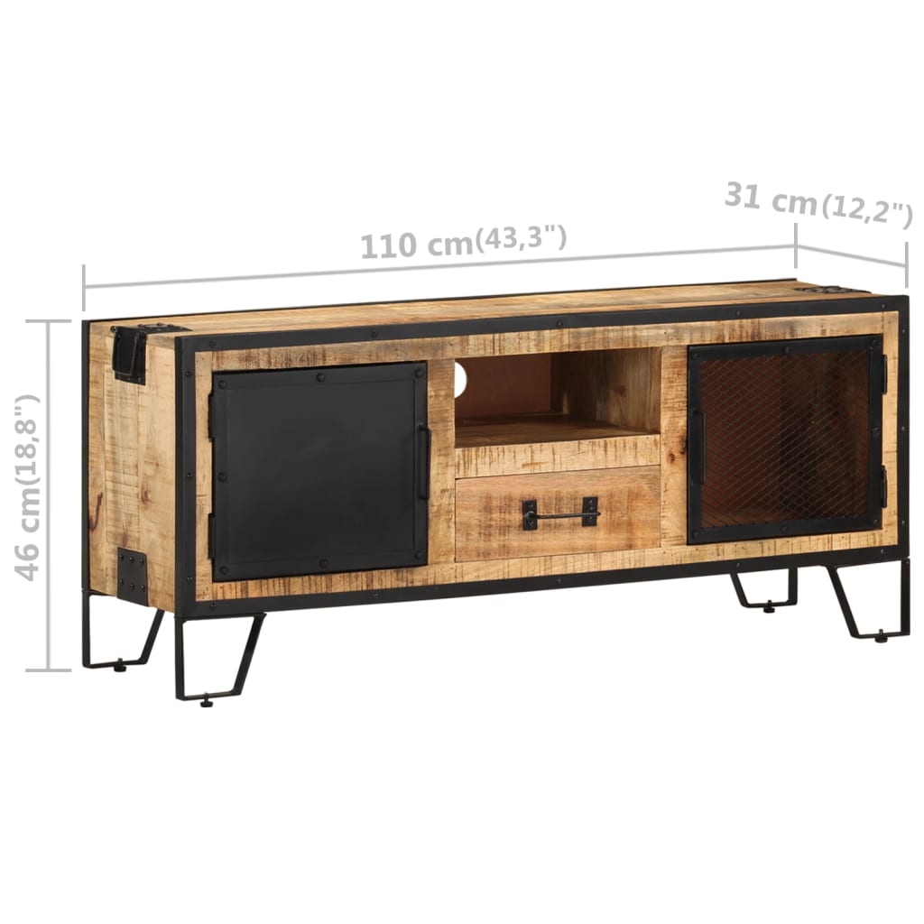 Mobile Porta TV 110x31x46 cm in Legno di Mango Grezzo - homemem39