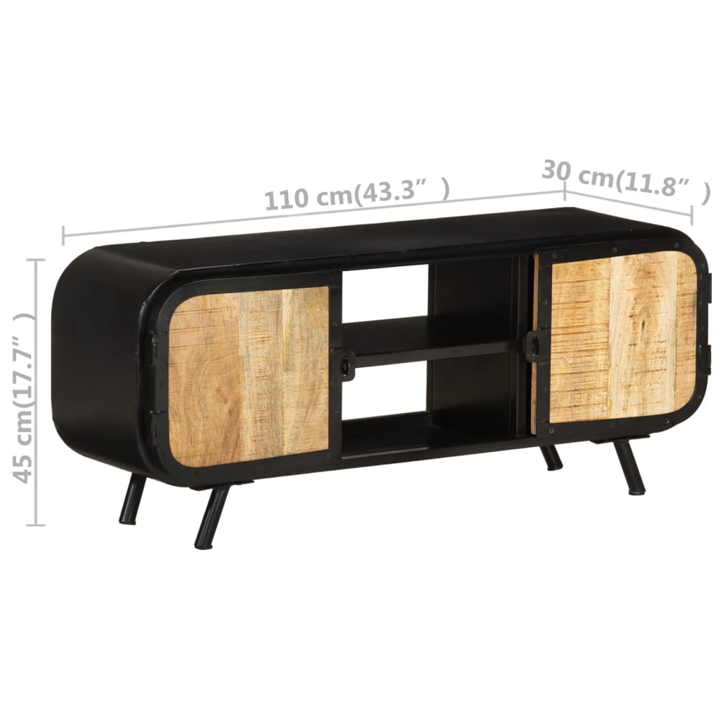 Mobile Porta TV 110x30x45 cm in Legno Massello di Mango Grezzo - homemem39