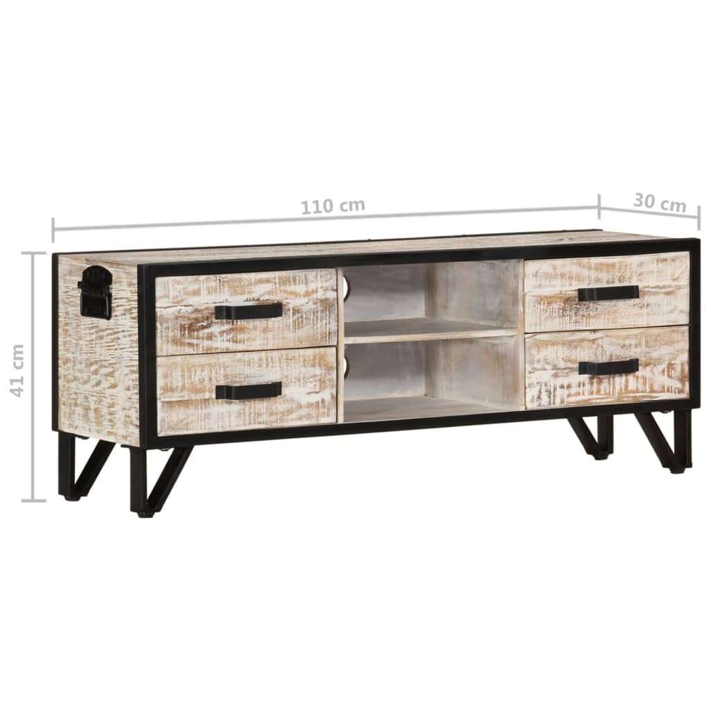 Mobile Porta TV 110x30x41 cm in Legno Massello di Acacia - homemem39