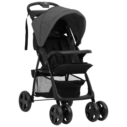 Passeggino 2 in 1 Grigio Scuro e Nero in Acciaio - homemem39