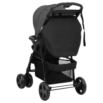 Passeggino 2 in 1 Grigio Scuro e Nero in Acciaio - homemem39