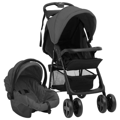 Passeggino 3 in 1 Grigio Scuro e Nero in Acciaio - homemem39