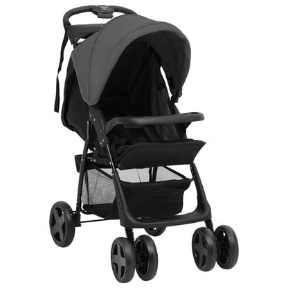 Passeggino 3 in 1 Grigio Scuro e Nero in Acciaio - homemem39