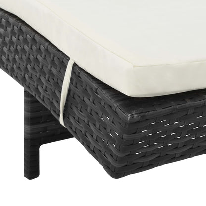 Lettini Prendisole 2 pz con Ruote e Cuscini Polyrattan Nero - homemem39