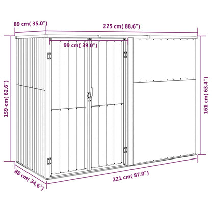 Capanno per Attrezzi Verde 225x89x161 cm in Acciaio Zincato - homemem39