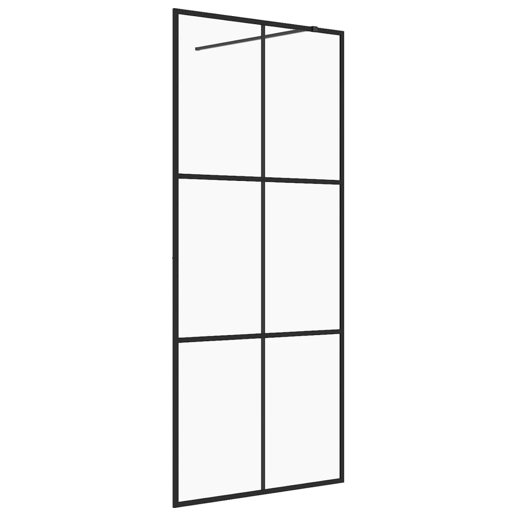 Parete Doccia Walk-in in Vetro Trasparente ESG Nera 80x195 cm - homemem39