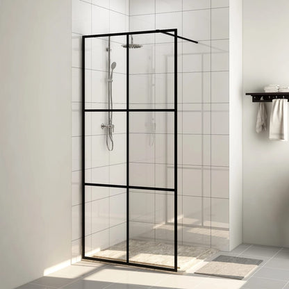 Parete Doccia Walk-in in Vetro Trasparente ESG Nera 80x195 cm - homemem39