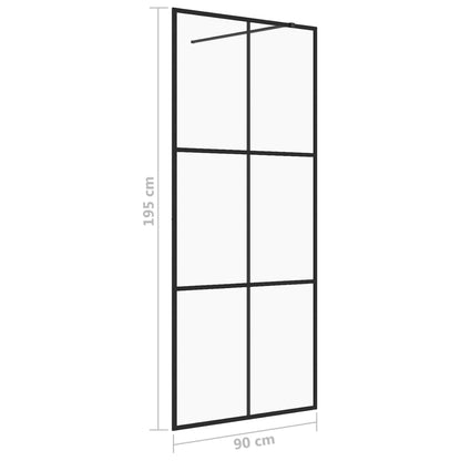 Parete per Doccia Walk-in Vetro Trasparente ESG 90x195 cm Nera - homemem39