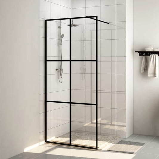 Parete per Doccia Walk-in Vetro Trasparente ESG Nera 100x195 cm - homemem39