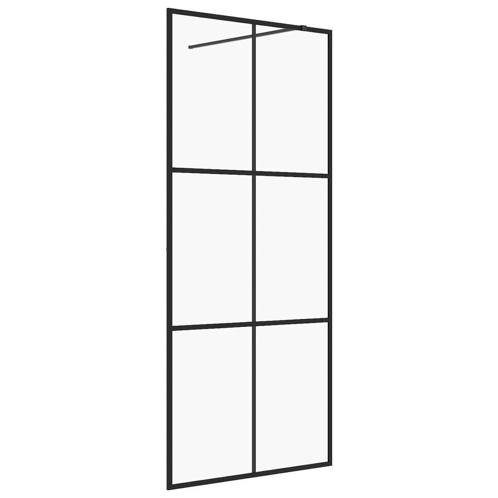 Parete per Doccia Walk-in Vetro Trasparente ESG 115x195cm Nera - homemem39