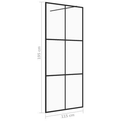 Parete per Doccia Walk-in Vetro Trasparente ESG 115x195cm Nera - homemem39