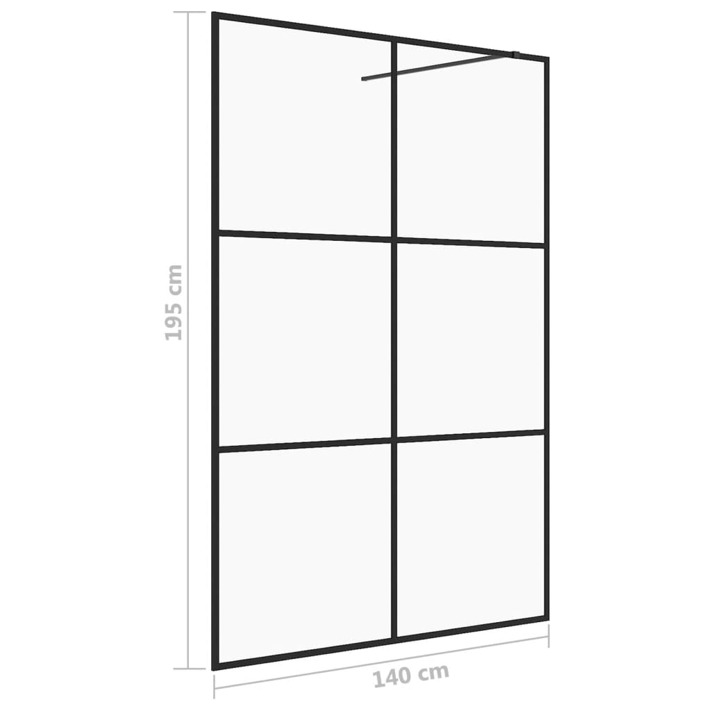 Parete per Doccia Walk-in Vetro Trasparente ESG 140x195cm Nera - homemem39