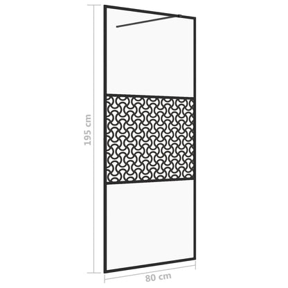 Parete per Doccia Walk-in Vetro Trasparente ESG 80x195 cm Nera - homemem39