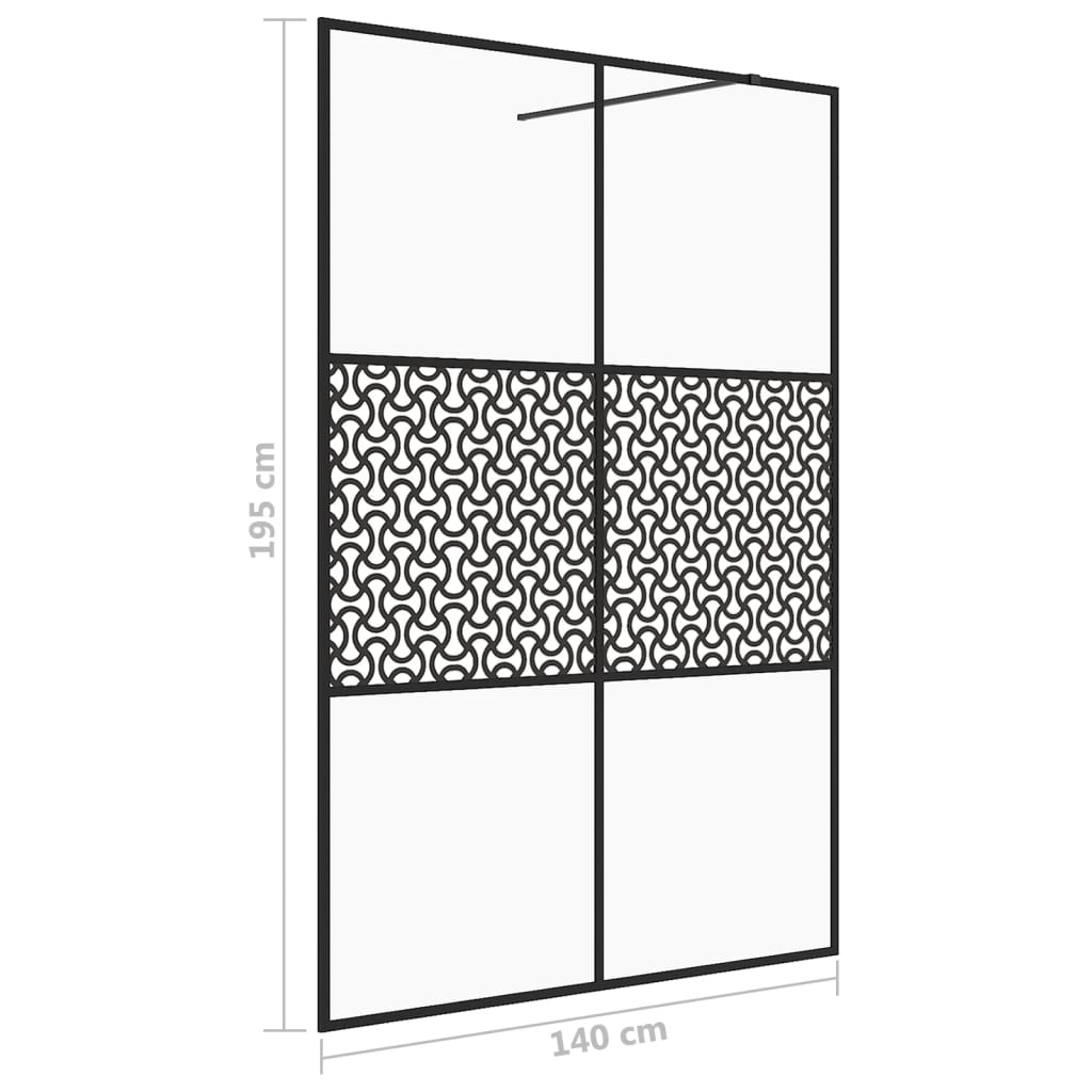 Parete per Doccia Walk-in Vetro Trasparente ESG 140x195cm Nera - homemem39