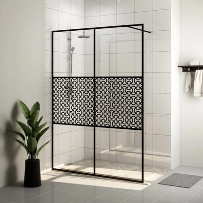 Parete per Doccia Walk-in Vetro Trasparente ESG 140x195cm Nera - homemem39