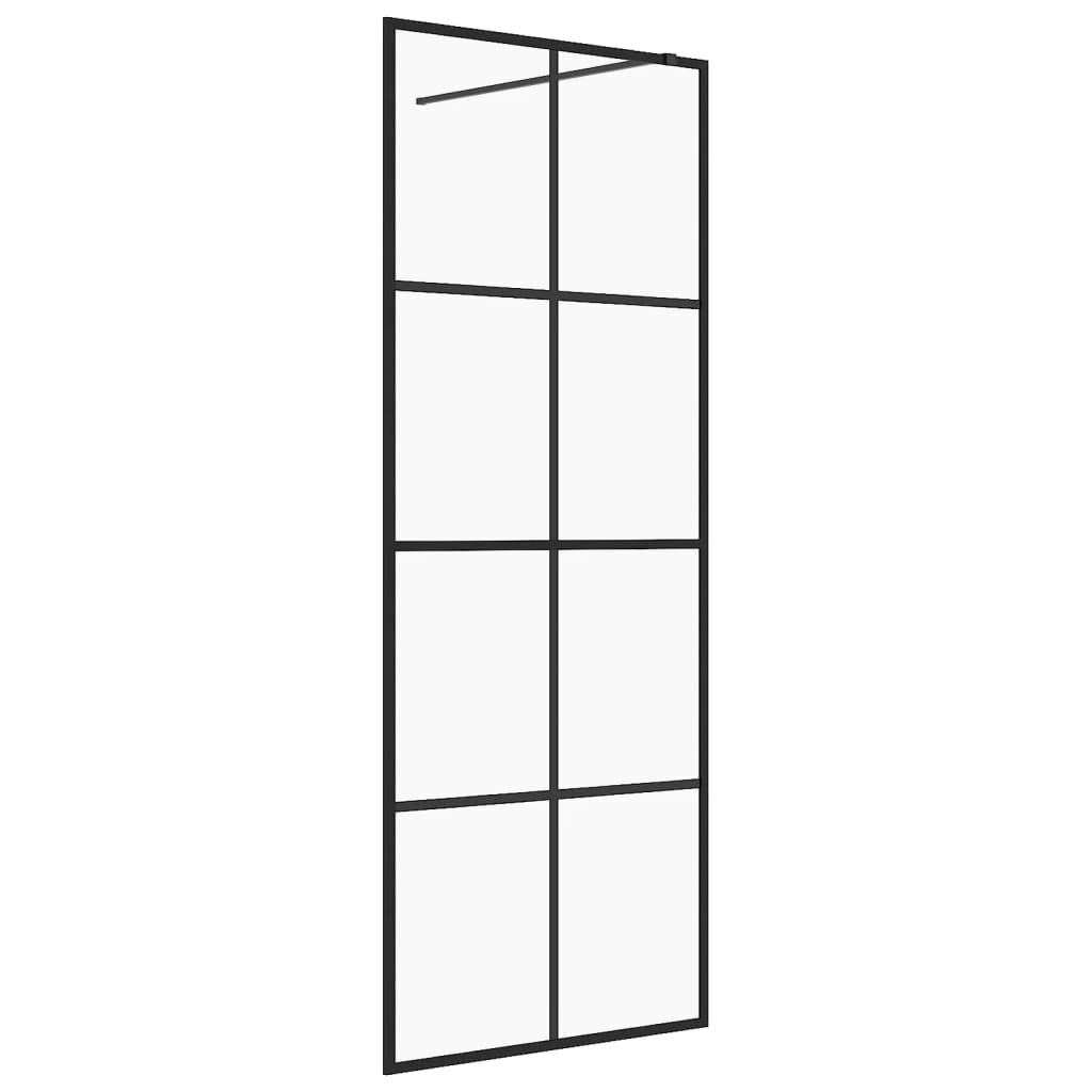 Parete per Doccia Walk-in Vetro Trasparente ESG 80x195 cm Nera - homemem39