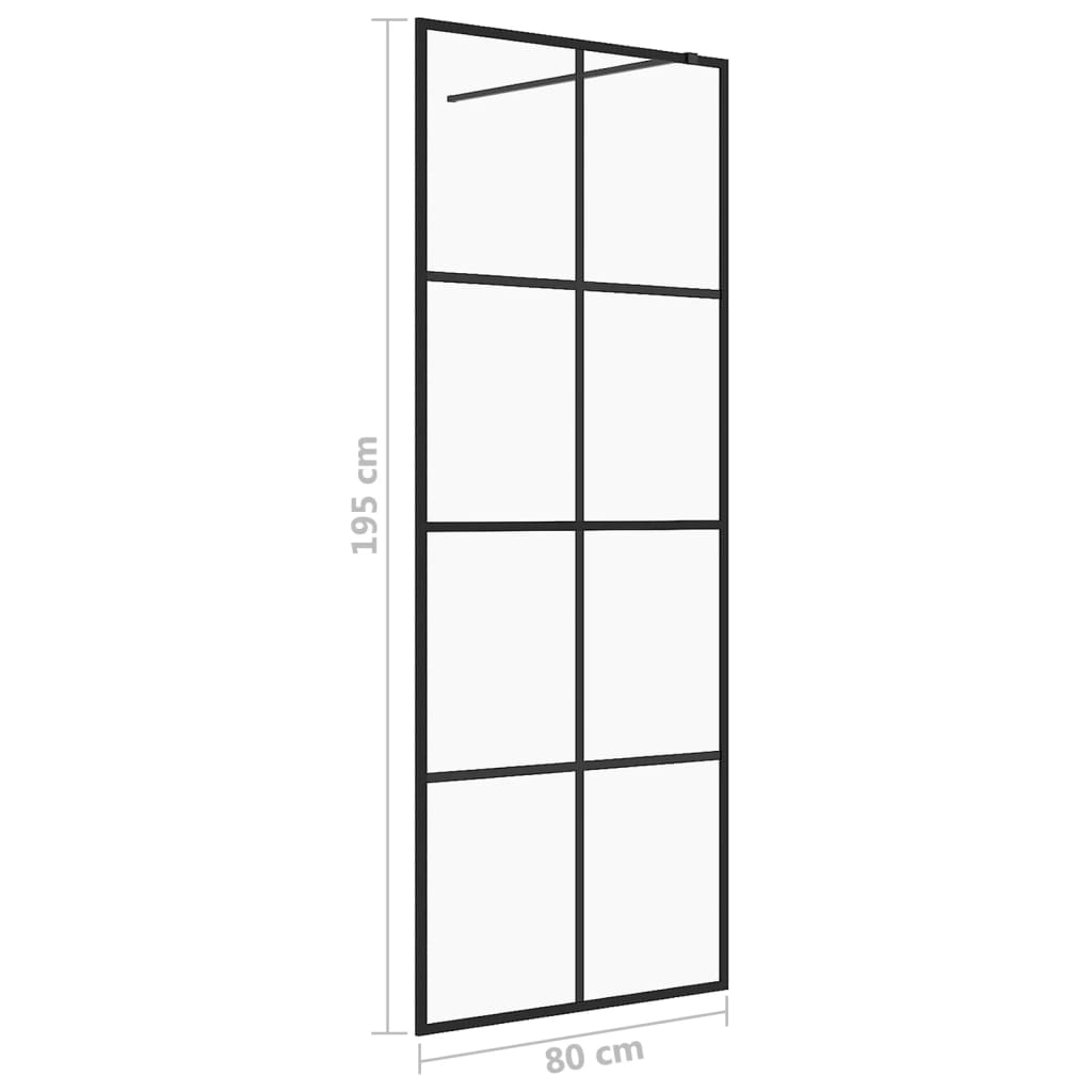 Parete per Doccia Walk-in Vetro Trasparente ESG 80x195 cm Nera - homemem39