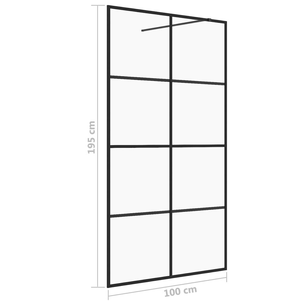 Parete per Doccia Walk-in Vetro Trasparente ESG 100x195cm Nera - homemem39