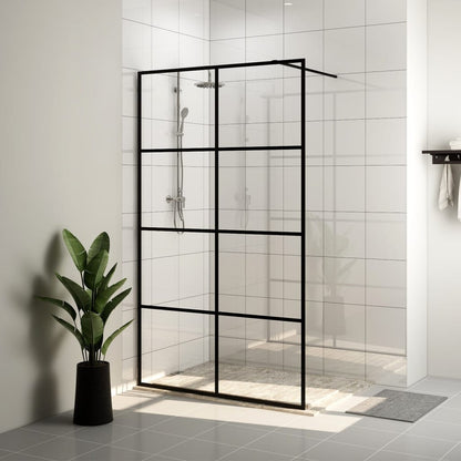 Parete per Doccia Walk-in Vetro Trasparente ESG 100x195cm Nera - homemem39