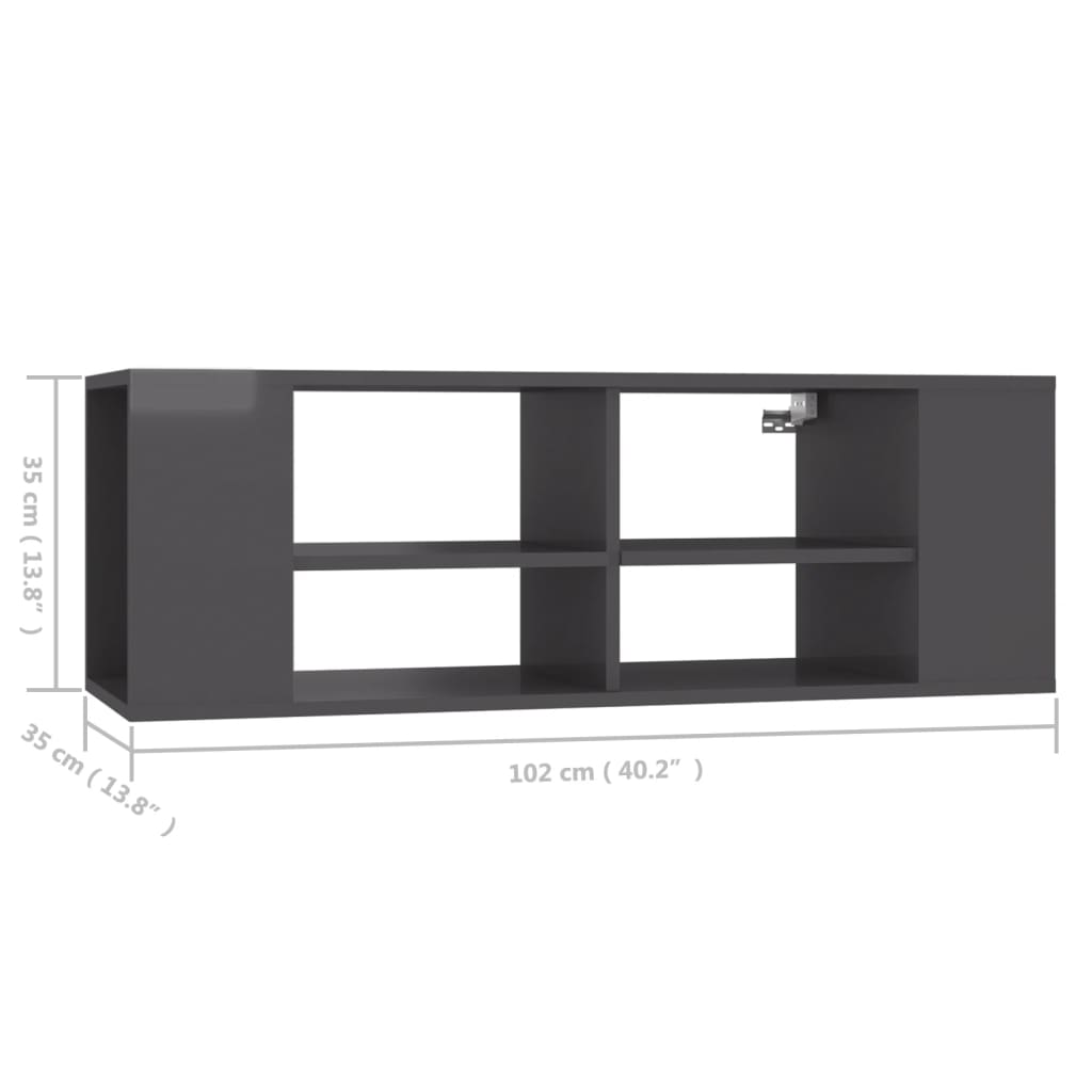 Armadietto da Parete per TV Grigio 102x35x35 cm in Truciolato - homemem39