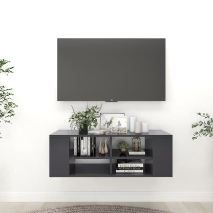 Armadietto da Parete per TV Grigio 102x35x35 cm in Truciolato - homemem39