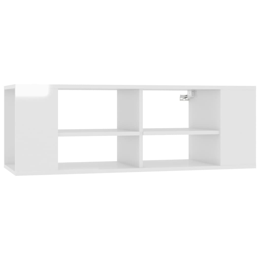 Armadietto TV da Parete Bianco Lucido 102x35x35cm in Truciolato - homemem39