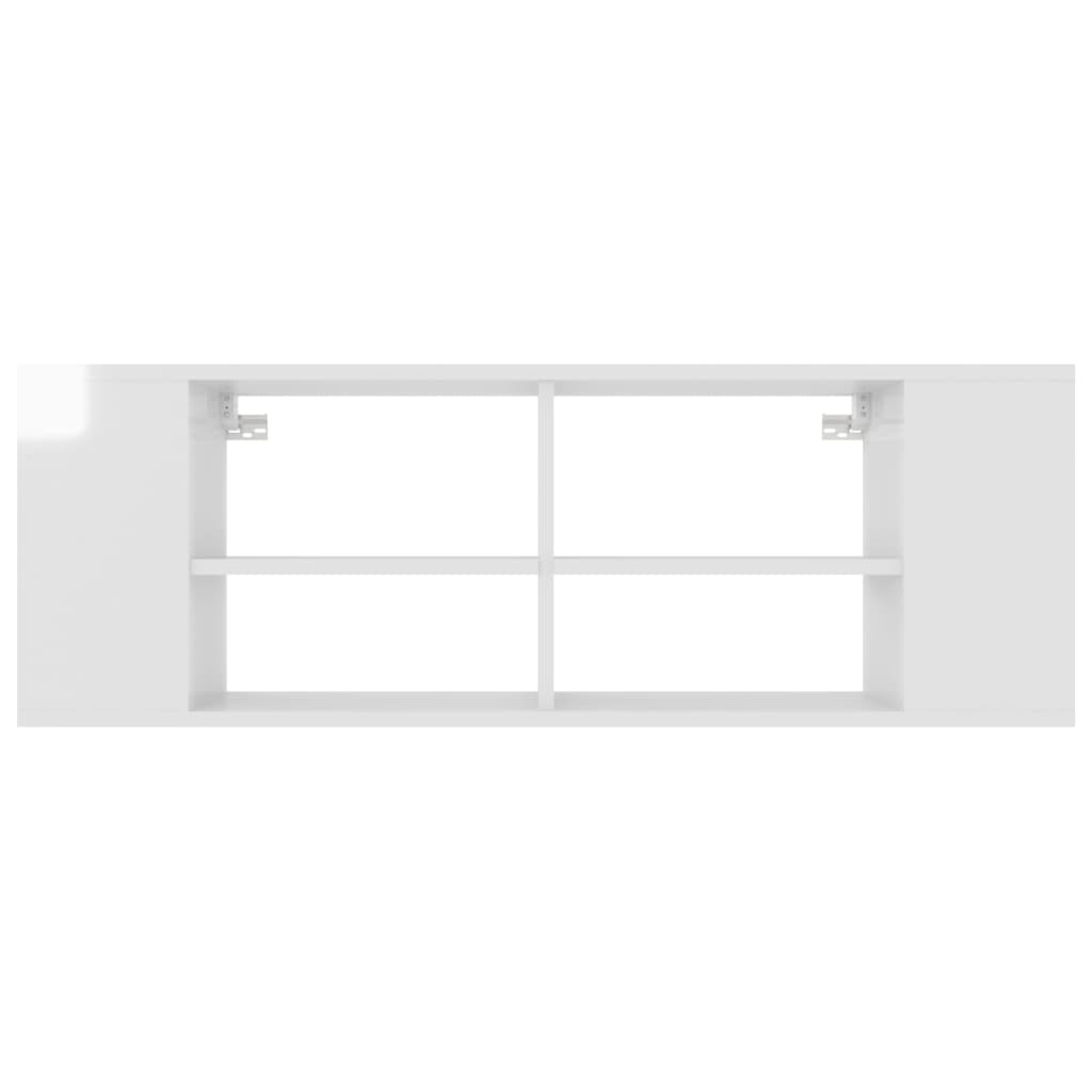 Armadietto TV da Parete Bianco Lucido 102x35x35cm in Truciolato - homemem39