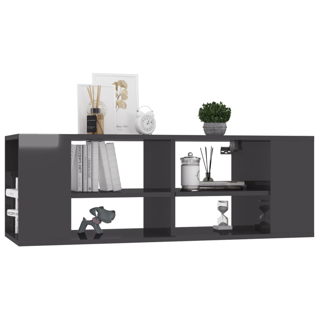 Armadietto TV da Parete Grigio Lucido 102x35x35cm in Truciolato - homemem39