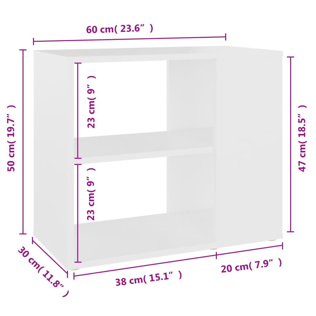 Credenza Bianca 60x30x50 cm in Legno Multistrato - homemem39