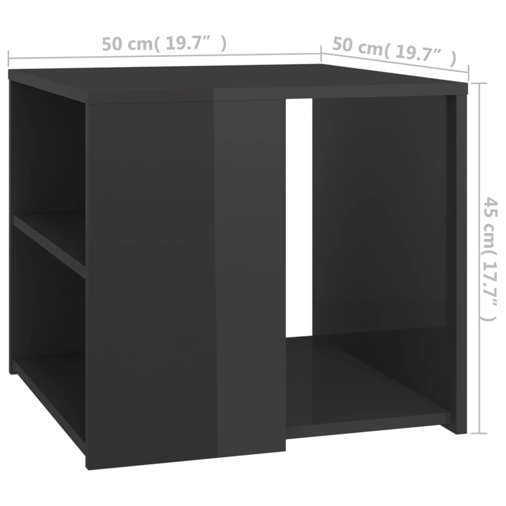 Tavolino Grigio Lucido 50x50x45 cm in Truciolato - homemem39