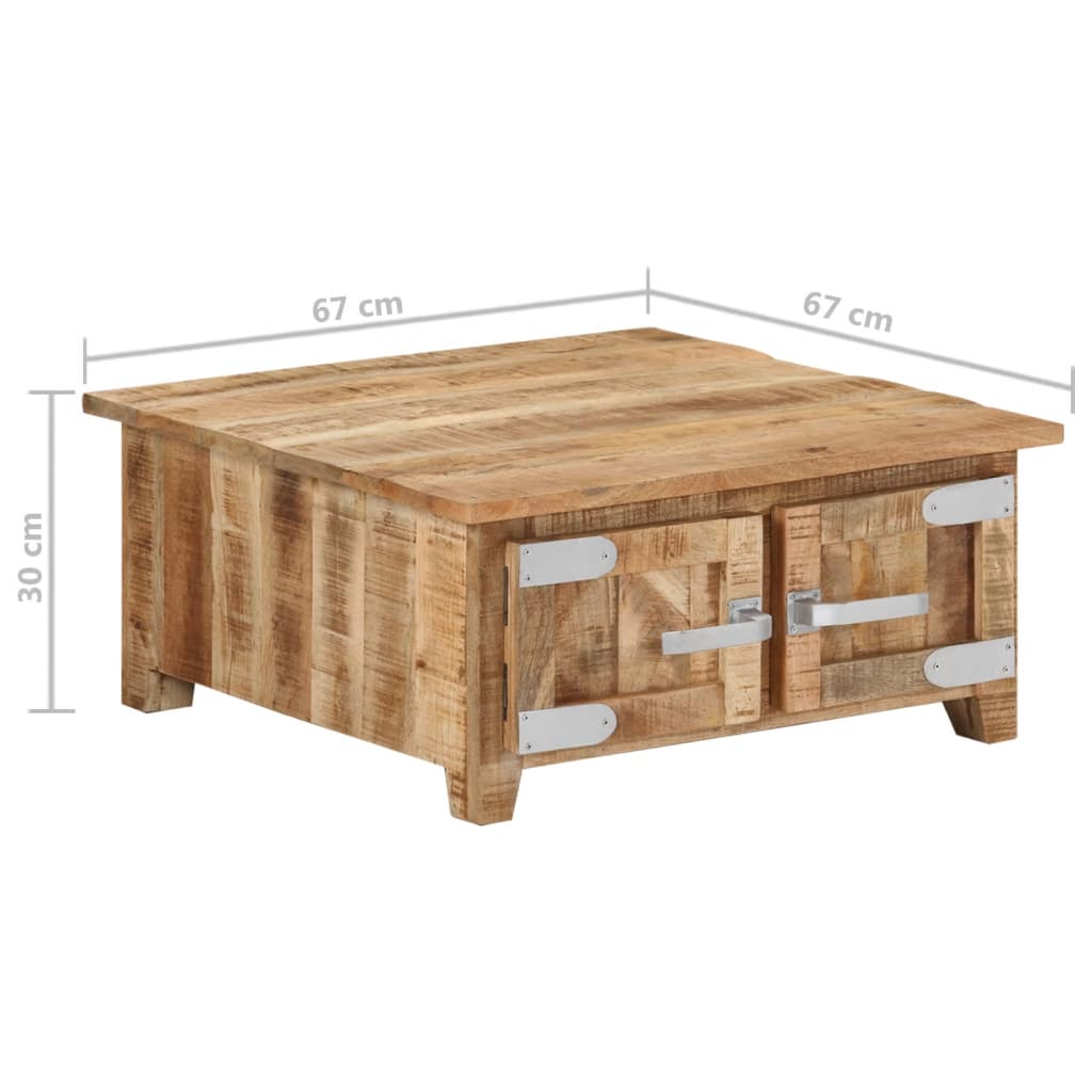 Tavolino da Salotto 67x67x30 cm in Legno Massello di Mango - homemem39